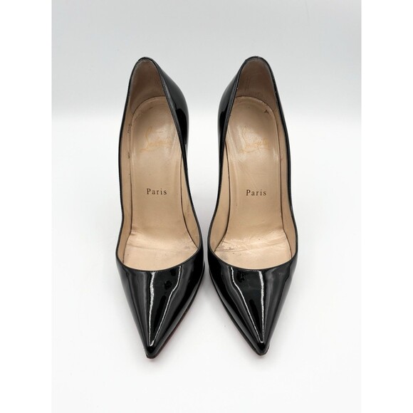Christian Louboutin Kate 100mm Black Patent Leather Stiletto Pumps Sz EU 38 - Picture 3 of 11